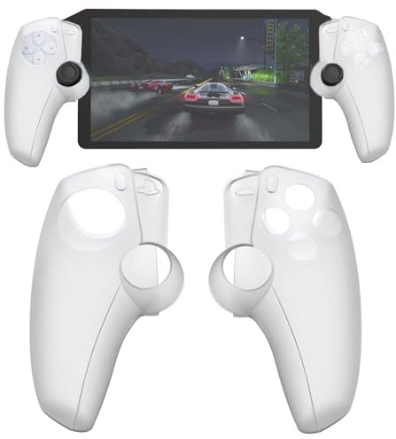 Buziba Controller Silicone Cover Split Protective Sleeve Controller Skin for for Sony PS5 Playstation Portal Handheld Game Console Soft Rubber Case(White)