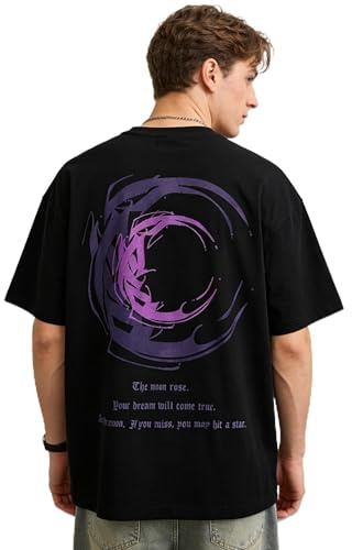 KENAIJING T-Shirt Homme Col Rond Imprimé Dos Streetwear Manches Courtes | Tee-shirt homme coton doux respirant, coupe décontractée et grand imprimé dos pour l'été