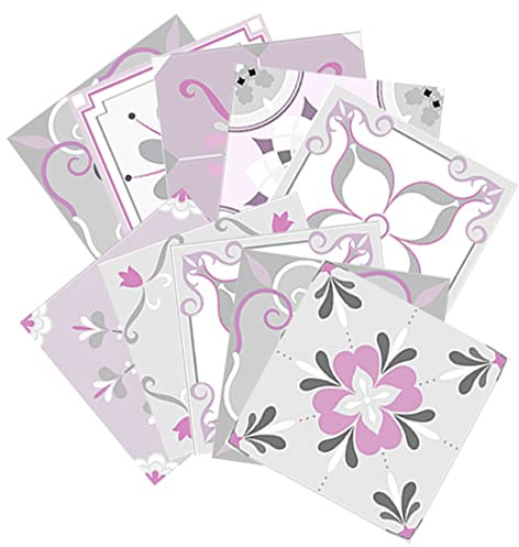 HOMOCONO Piastrelle Adesive in PVC Motivo a Fiori, Autoadesive e Rimovibili, per Cucina e Bagno, Set da 10 Pezzi, 15X15 CM