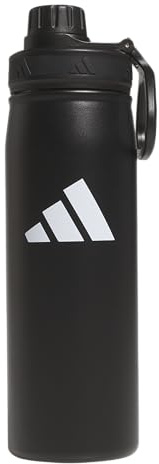 adidas 20 oz Stainless Steel Water Bottle, Insulated Double-Walled 18/8 Metal, Men, Women, Girls and Boys Water Bottles, Black/White, 20 Ounces