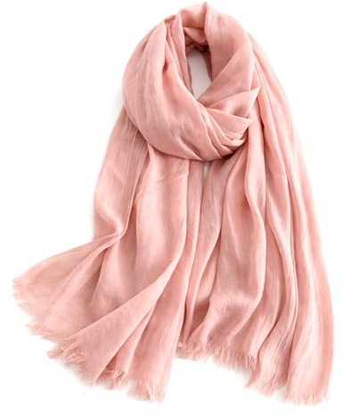 KARMA.DIEM Sciarpa Donna Leggera Estiva Elegante – Foulard Morbido Effetto Seta 100% Poliestere – 180x65 cm – Fluida, Lucente e Raffinata – Accessorio Moda Primavera Estate (#14 Rosa champagne)