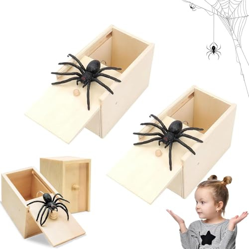 WEILONGB Lot de 2 boîtes d'araignée dans une boîte, articles de farces pour adultes, articles de farce, araignée, boîte à farces, pour enfants, adultes, Halloween, cadeaux de fête (2 pièces)