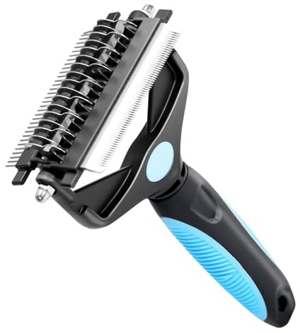 Yizhet Hundebürste Unterwolle 3 in 1, Doppelseitige Unterfellbürste mit Klingen 17+9, Unterwollbürste zur Entwirrung & Verfilzungen der Hunde Katzen mit Langhaar, dichtem Fell, Unterwolle, Knoten