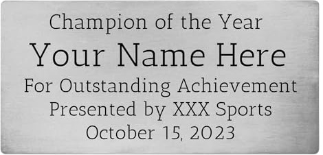 OTXIXTO Plaques Personalized Engraved Name Plates for Office Desks Door Wall Trophy Custom Metal Plate with Adhesive Backing (Silver, Round Corner, 6 x 3)