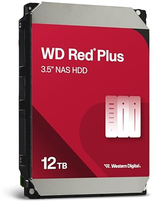 WD Red Plus 12 to NAS Disque Dur Interne 3,5 - 7200 RPM, SATA 6 GB/s, CMR, Cache de 512 Mo