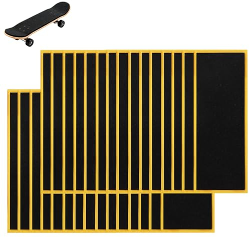 Sinbana 30uds PRO Cinta Agarre Fingerboard, 110x38mm Tiras Antideslizantes Espuma para Fingerboard Skateboards Pegatinas Adhesivas Fuertes Cinta de Espuma para Juegos Patineta de Dedo (Negro)