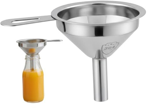Imbuto piccolo con filtro, mini imbuto in acciaio inossidabile 304 per cucina, 3, 4 pollici per bottiglie di spezie per olio