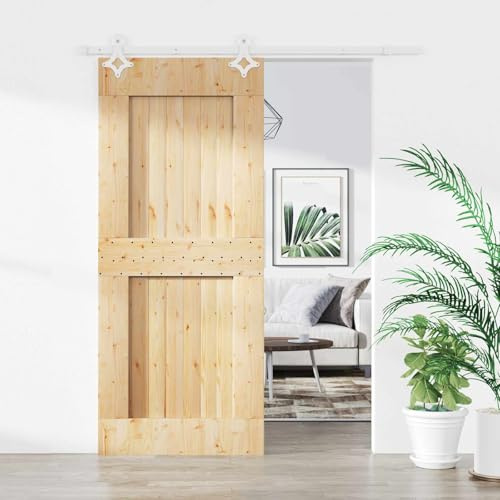 Holepyr Skjutdörr av massiv furu vit 80 x 210 cm innerdörr med robust skjutmekanism och pulverlackerad skena för utrymmesbesparande genomgång och enkel montering