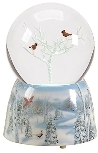 Winter Cardinals - Globo de Nieve Musical con Purpurina (75 mm) Roman
