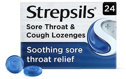 Strepsils Lozenges 24 Count - Fast Acting Dual Relief For Sore Throat, Tickly, Dry Cough - Soothes & Provides Effective Medication For Discomfort