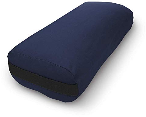 Bean Products Cotton Batting Yoga Bolster - Studio Grade 24X12X6 Rectangular Yoga Pillow for Pilates and Yin Practice - Soft Yet Firm Support with Cotton Cover - Made in The USA, Navy
