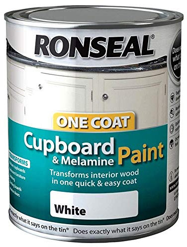 Ronseal One Coat Cupboard Melamine & MDF Paint White Gloss 750ml