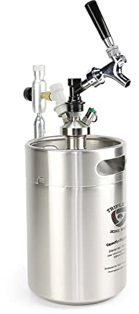 Triplej Mini 304 Stainless Steel Keg Craft Beer Dispenser ball lock kit (5L Standard Silver)