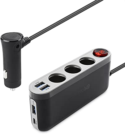 Cable Matters Adaptateur d'alimentation pour Voiture à 3 Prises avec 3 Ports USB de Charge, 1 Port USB-C de Charge et Un Affichage LED