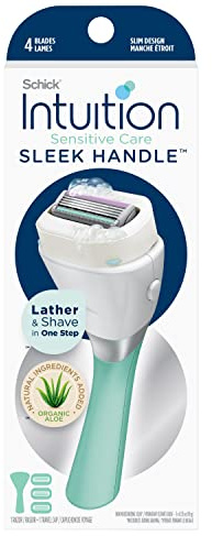 Schick Intuition Sleek Rasoirs pour femme à peau sensible | 1 rasoir et 3 lames de rasoir Intuition Recharge à l'aloe vera bio