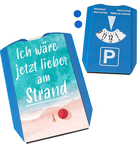 speecheese Ich wäre jetzt Lieber am Strand Parkscheibe mit Strandmotiv und Eiskratzer Geschenk für Autofahrer die gerade ihren Führerschein gemacht haben und den Urlaub lieben mit lustigem