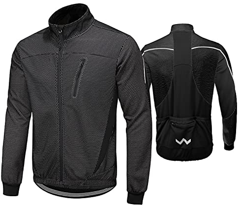 HOMTOL Herren Fahrradjacke Polarfleece-Futter Wasserdicht Winter Thermal Radjacke winddicht regenfest dicke Jacke Fleecejacke radtrikot Atmungsaktive Fahrrad Windjacke für Radsport MTB Laufen Wandern