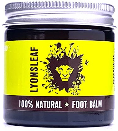 Lyonsleaf 100% Natural Foot Balm - With comfrey for tired feet, marshmallow root for hard or dry skin on feet and anti fungal coconut, lemongrass and lavender