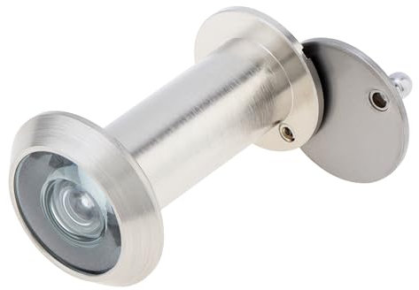 HOJLKLD Mirilla de latón macizo de 180 grados para puertas de 1-3/8 a 2-1/6 pulgadas, diámetro de tubo de 5/9 pulgadas con cubierta de privacidad para oficina, hogar, hotel (níquel satinado)