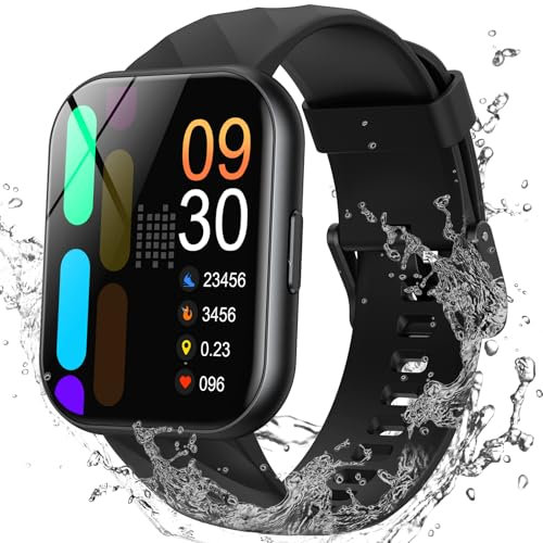 Parsonver Montre Connectée Homme Femme avec 5ATM Étanche, Sport Montre pour Natation, 1,8 HD Smartwatch avec 100+ Sportifs, Sommeil, Fréquence Cardiaque, Montre Connectee pour Android & iPhone, Noir