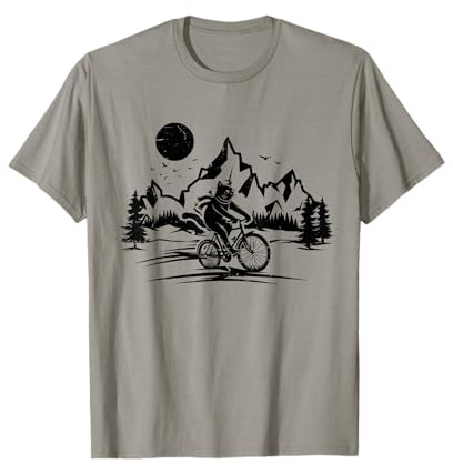 Funny Cat Riding Bicycle Vintage Mountain Biking Cat Biker Men Women Girls Kids T-Shirt