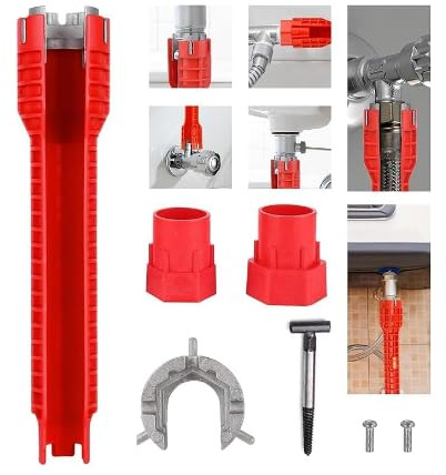 SXCCNW 8 In 1 ArmaturenschlüSsel, AufliegerschlüSsel Waschbecken, SanitäR Werkzeug, SpezialschlüSsel für Wasserhahn, StandhahnschlüSsel für Sink ToilettenschüSsel Waschbecken Küchen Sanitär