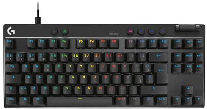 Logitech G PRO X TKL RAPID, teclado para gaming con cable sin teclado numérico con interruptores analógicos magnéticos, modo de disparo rápido, RGB, accionamiento ajustable, US INTL - Negro