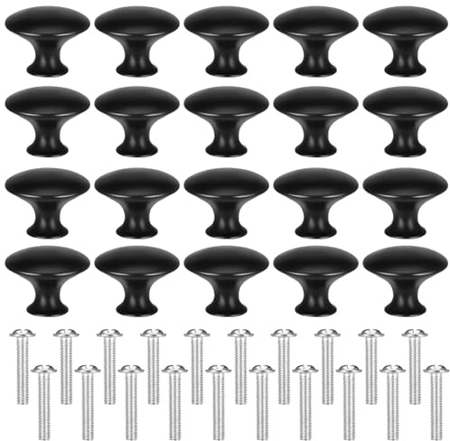 saerryor 20 Pcs Drawer Knobs Cabinet Knobs Small Black Cupboard Door Knob for Kitchen Cupboards Drawers Wardrobe