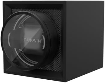 DUKWIN Single Watch Winder with Dual Power Supply, Supper Quiet Motor, Adjustable Watches Pillow for Travel, Black Small Watch Winder