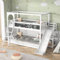 EIFSON Etagenbett 90x200 cm für 2 Kinder, Kinderbett mit Treppe und Rutsche, Hochbett mit Rausfallschutz und Lattenrost, Stockbett mit Schreibtafel und Stauraum, ohne Matratze, Weiß