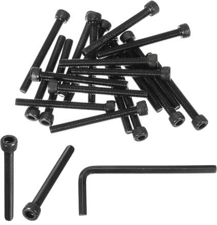 PATIKIL M5 x 50mm Hex Socket Head Screws Cap Bolt, 20 Pack 12.9 Grade Carbon Steel Hexagon Socket Screw Hex Socket Drive Machine with Wrenches, Black