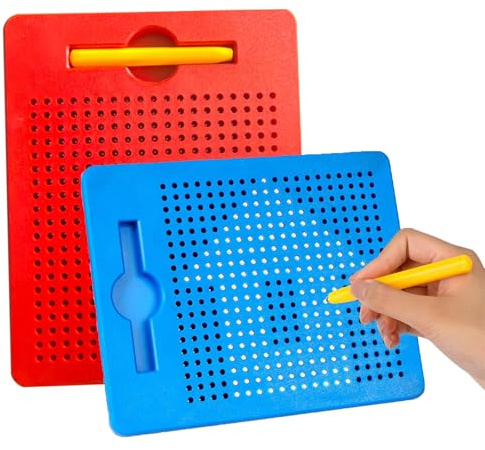 Magico Gioco Magnetico,Smavles 2Pcs Tavolo Da Disegno Magnetico,Lavagna Magica a Calamita con Palline e Penna,Disegno con Piccole Palline Magnetichebambini,Bambini Giocattolo Educativo per dai 3 Anni