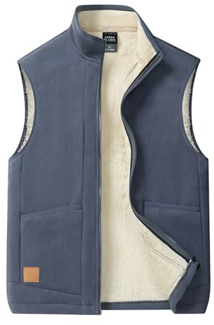Generisch Gilet polaire sans manches pour homme - Gilet polaire pour homme 5XL - Grandes tailles - Gilet chaud en laine de mouton - Fermeture éclair - Gilet d'hiver épais - Veste thermique d'extérieur