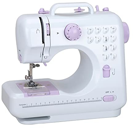 Macchina da cucire elettrica 505A, 12 punti, mini macchina da cucire domestica con doppio filo, leggera e portatile, a due velocità, ideale per bambini, adulti, principianti