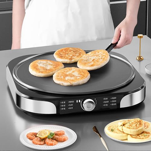 Smart hem, elektrisk crêpe-maskin, non-stick stekpanna och stekpanna, obegränsad temperaturkontroll, 2200W automatisk roti-maskin för ägg och pannkako