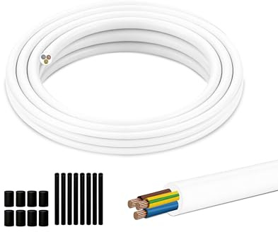 Cable H05VV-F 3x2.5 mm² 5 Metros - Alta Conductividad 25A/5500W - Cobre Estañado sin Oxígeno Multitrenzado - Uso Intensivo en Taller y Herramientas Eléctricas (Color Blanco)