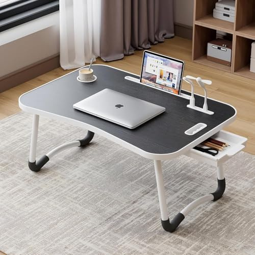 Uppgraderat Bärbart Laptop-sängbord I Valnöt Med Mugghållare Och Surfplatta - Multifunktionellt Bricka För Att äta, Läsa Och Skriva I Sängen, Soffan Eller Golvet Upgraded Black
