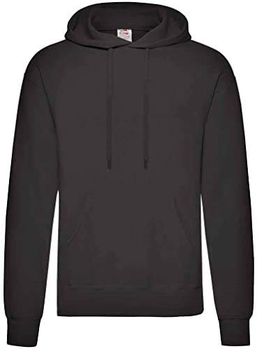 FRUIT OF THE LOOM Men's Classic Hooded Sweatshirt, Black, L UK