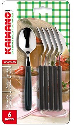 Kaimano KDN760306N Cucchiaini da tè, Acciaio Inossidabile, Nero, 6 unità