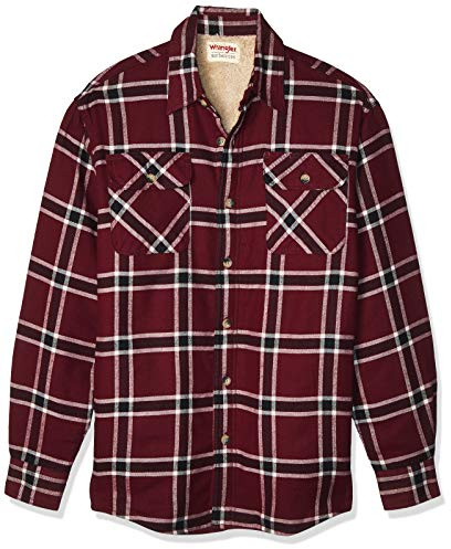 Wrangler Authentics skjortjacka för män. da Forrada C om Lã De Ovelha الاااا اç ا ا ال ا اç ل ا, Port gulbrun, XL