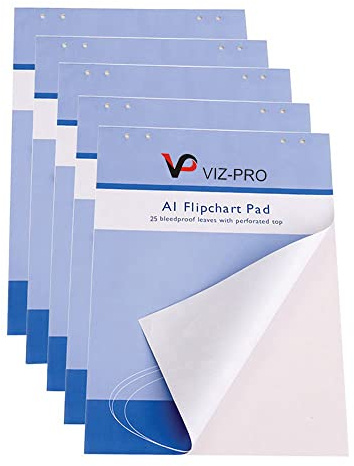 VIZ-PRO Pad per cavalletto standard, formato A1, blocco di carta, 25 fogli, 5 tamponi/confezione