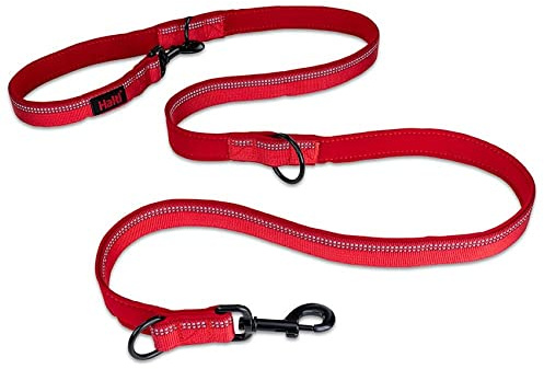Halti Double-Ended Lead For Dogs, Size Large, Red, 2m, Best Premium Puppy & Dog Leash, Neoprene-Padded, Easy to Use, Reflective, Adjustable Lengths, Ideal Dog Lead for Hands Free Running & Training