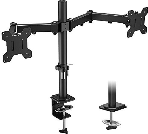 BONTEC Monitor Halterung 2 Monitore 13-27 Zoll Schwenkbar Neigbar Höhenverstellbar Monitor Schreibtisch Monitorhalterung Tisch Ständer Monitorständer Ergonomische – 8kg VESA 75/100 Schwarz
