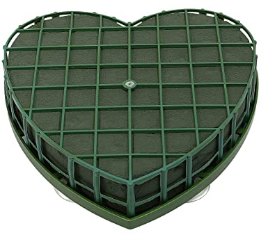 EXCEART Wet Floral Foam Heart Shaped Flower Foam with Suction Cup Tray for Wedding Centerpiece Party Decoration DIY Flower Arrangement Size S