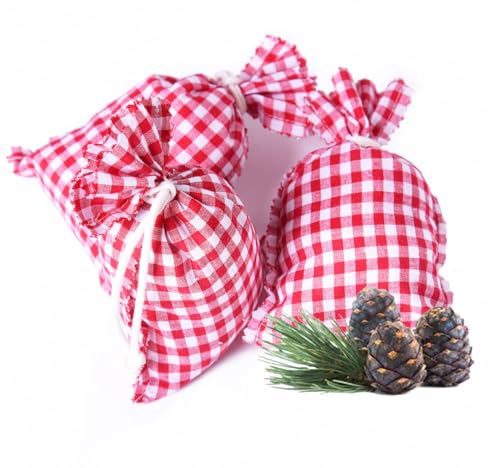 SHD Handels GmbH Zirben-Duftsäckchen 3er Set rot-weiß kariert Vichy 100% Baumwolle, umweltfreundlich, getrocknet (9er Set Zirben-Duftsäckchen)