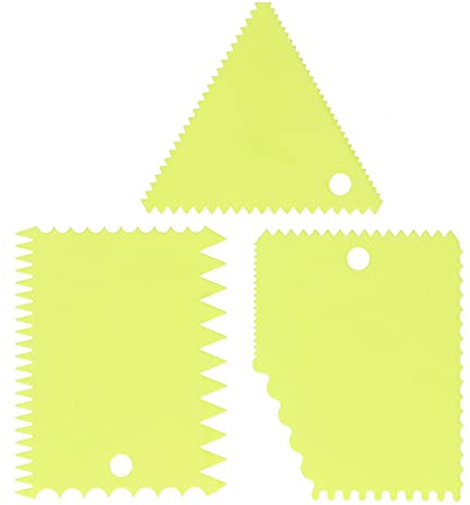 3PCS / Set Cake Scraper Smoother Set Cream Icing Smoother Scraper Pasty Cutters Plate Tool Combo Scraper Irregular Teeth Edge DIY Smoother(1#)