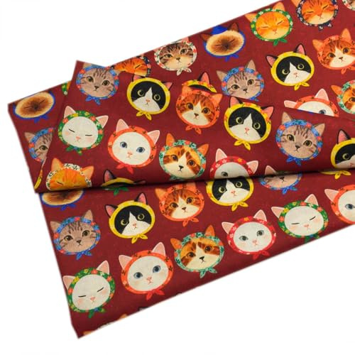 Joocolor Cat Design Cotton Fabric by The Yard for Sewing DIY Crafting Fashion Design Full Width cuttable 36 x 44inches (91x109cm) color021