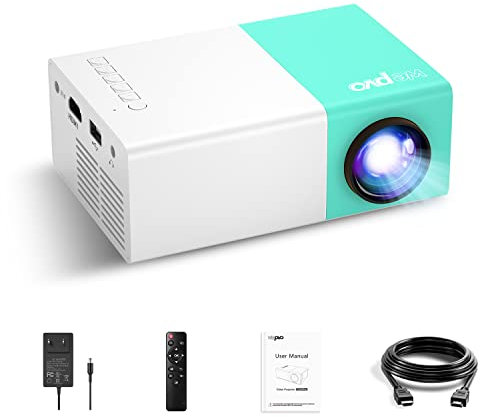wepvo Mini Beamer, Tragbarer Projektor, Outdoor Filmprojektor, LED Pico Beamer für Heimkino Filmprojektor mit Typ-C HDMI USB und Fernbedienung