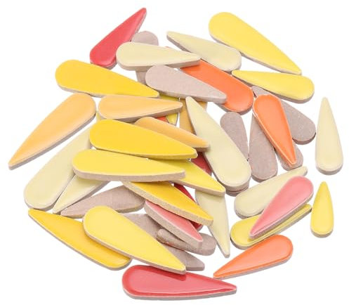 sourcing map Petal Mosaic Tiles for Crafts 100g Tear Drop Porcelain Mosaic Tiles for Mosaic Art Projects and Outdoor Decorations Red+Orange+Yellow