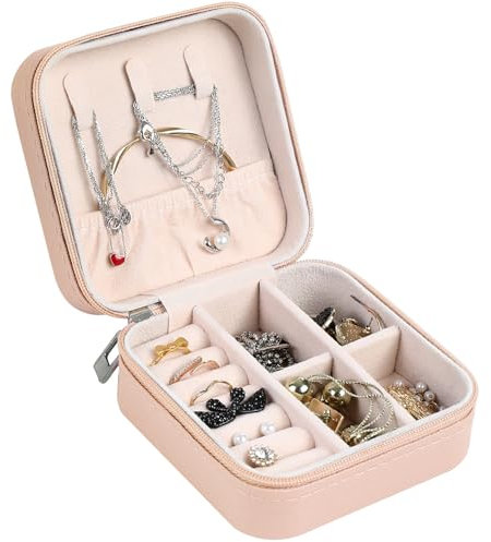 AiQInu Boite a Bijoux de Voyage, Petite Boîte à Bijoux pour Femme, Coffret à Bijoux de Voyage, PU-Leder Rangement a Bijoux pour Bagues, Boucles, Colliers